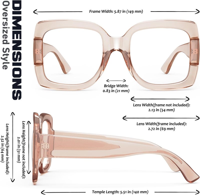 GQUEEN Oversized Fake Glasses Women Men Retro Thick Big Square Frame Clear Lens UV400 Protection Fashion Eyeglasses - Image 5